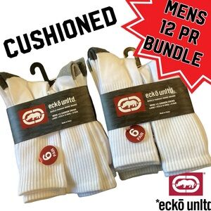 - Mens 1/2 Cushion Crew 12 PC  ECKO  Socks